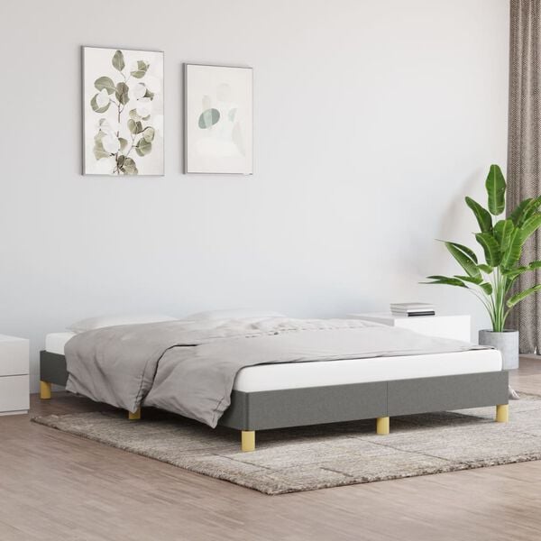 vidaXL Cadre de lit sans matelas gris fonc&eacute; 140x190 cm tissu