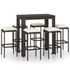 vidaXL Ensemble de bar de jardin 7 pcs coussins R&eacute;sine tress&eacute;e Marron