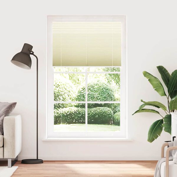 vidaXL Store pliss&eacute; cr&egrave;me 115x200cm largeur du tissu 114,4cm polyester