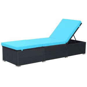 vidaXL Chaise longue avec coussin R&eacute;sine tress&eacute;e Noir