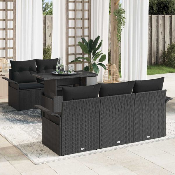 vidaXL Ensemble de canap&eacute; de jardin 6 pcs Noir Poly Rattan