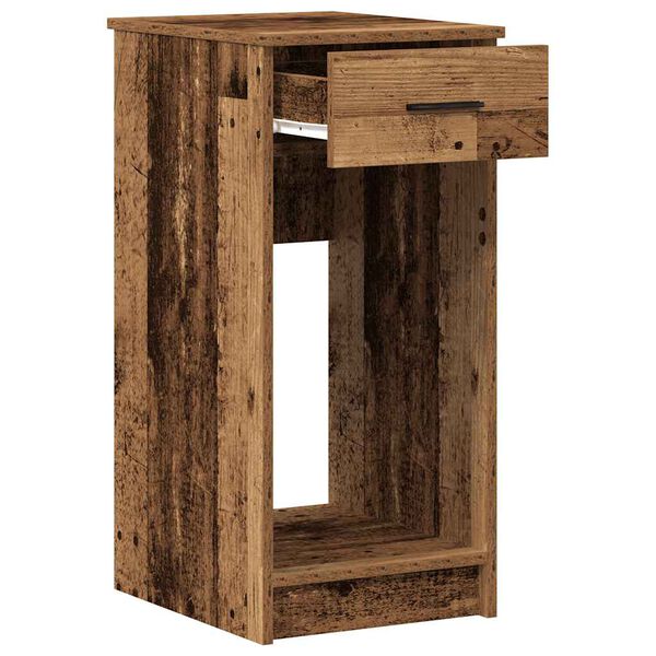 vidaXL Support de tour d'ordinateur avec tiroir vieux bois 35x45x77 cm