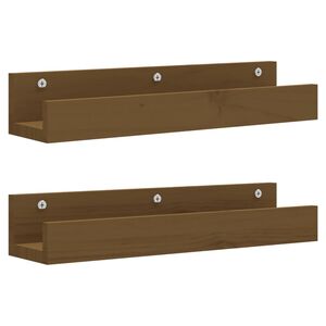 vidaXL &Eacute;tag&egrave;res murales 2 pcs Marron miel 50x12x9cm Bois de pin massif