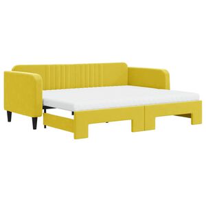 vidaXL Lit de jour avec gigogne et matelas jaune 90x200 cm velours