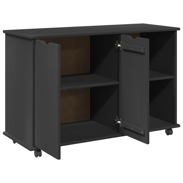 vidaXL Cabinet roulant Gris 100 x 39 x 65,5 cm Bois de Pin Massif