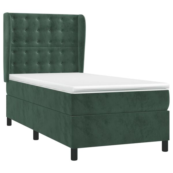 vidaXL Sommier &agrave; lattes de lit avec matelas Vert fonc&eacute; 90x200 cm