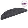 vidaXL Tapis d'escalier autocollants 10 pi&egrave;ces 56 x 17 x 3 cm Gris fonc&eacute; Demi-rond