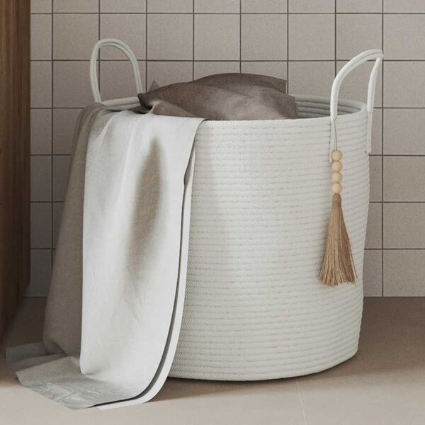 vidaXL Panier de rangement blanc &Oslash;40x35 cm coton