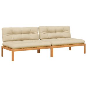 vidaXL Canap&eacute;s centraux palette de jardin et coussins 2pcs bois acacia