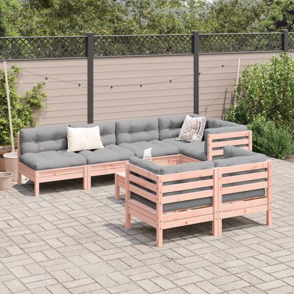 vidaXL Salon de jardin 8 pcs avec coussins sapin douglas solide