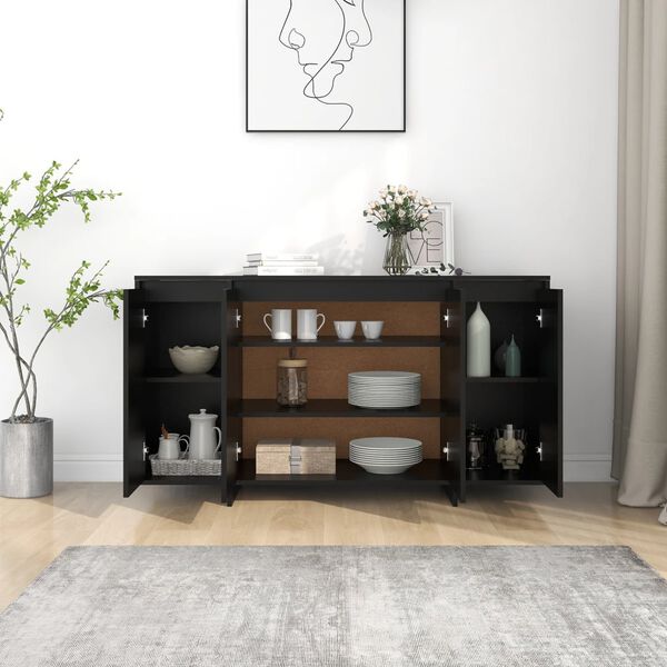 vidaXL Buffet noir 135x41x75 cm bois d'ingénierie