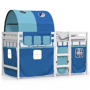 vidaXL Lit mezzanine enfants avec tunnel sans matelas bleu 90x190 cm