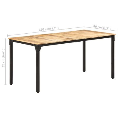vidaXL Table de salle à manger 160x80x76 cm Bois de manguier brut