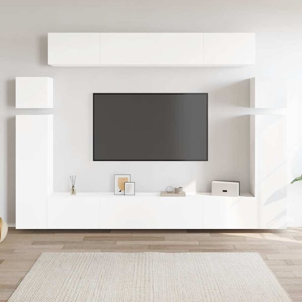 vidaXL Ensemble de meubles TV 8 pcs Blanc Bois d'ing&eacute;nierie