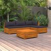 vidaXL Salon de jardin 5 pcs avec coussins Bois d'acacia solide