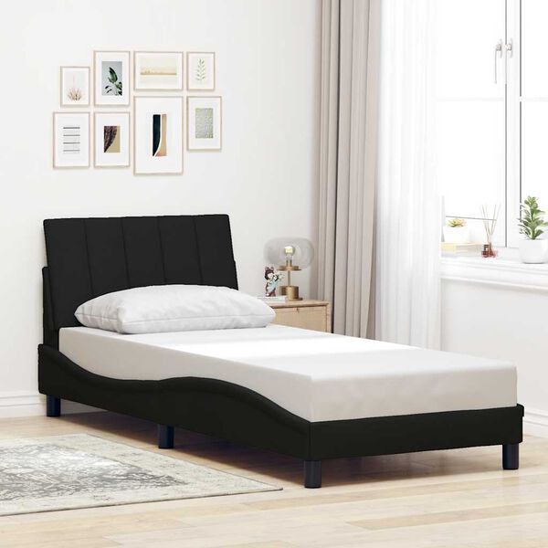 vidaXL Cadre de lit sans matelas Hanko noir 90x200 cm tissu