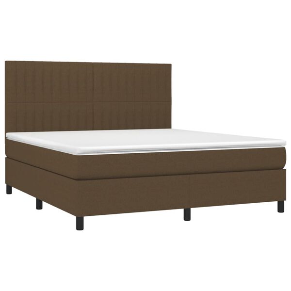 vidaXL Sommier &agrave; lattes de lit matelas et LED Marron fonc&eacute; 180x200cm
