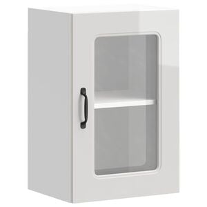 vidaXL Armoire murale de cuisine avec porte vitr&eacute;e "Kalmar" Bois d'ing&eacute;nierie blanc brillant