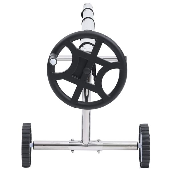 vidaXL Enrouleur de b&acirc;che de piscine avec base en acier inoxydable