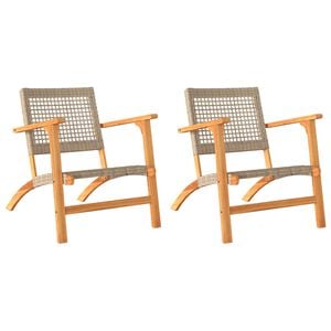 vidaXL Chaises de jardin lot de 2 beige r&eacute;sine tress&eacute;e bois d&rsquo;acacia
