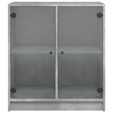 vidaXL Armoire latérale avec portes en verre gris béton 68x37x75,5 cm