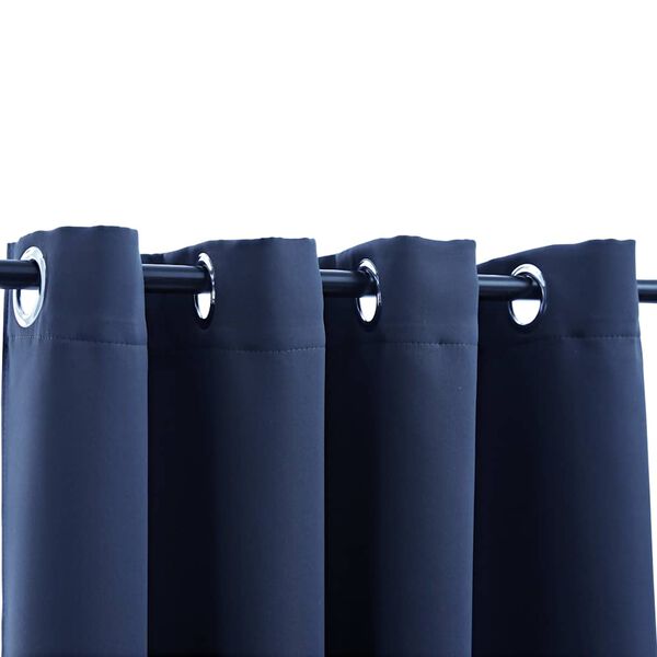 vidaXL Rideaux occultants avec anneaux en m&eacute;tal 2 pcs Bleu 140x175 cm