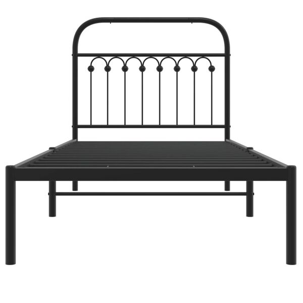 vidaXL Cadre de lit métal sans matelas avec tête de lit noir 90x190 cm
