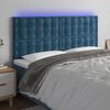 vidaXL T&ecirc;te de lit &agrave; LED Bleu fonc&eacute; 180x5x118/128 cm Velours