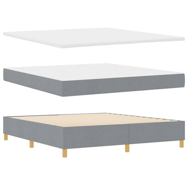 vidaXL Lit &agrave; ressorts avec matelas Gris clair 180 x 200 cm tissu