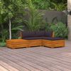 vidaXL Salon de jardin 4 pcs avec coussins Bois d'acacia solide