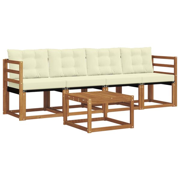 vidaXL Ensemble de canap&eacute;s d'ext&eacute;rieur 5 pcs Naturel et Cr&egrave;me
