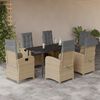 vidaXL Ensemble &agrave; manger de jardin coussins 7 pcs m&eacute;lange beige rotin