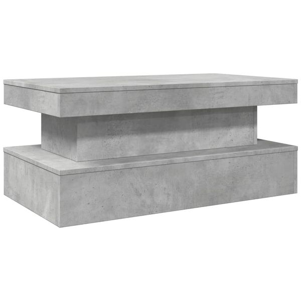 vidaXL Table basse avec lumi&egrave;res LED gris b&eacute;ton 90x50x40 cm