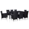 vidaXL Ensemble &agrave; d&icirc;ner d'ext&eacute;rieur 9 pcs R&eacute;sine tress&eacute;e Noir