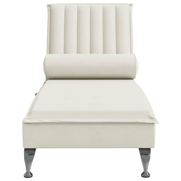 vidaXL Chaise longue de massage avec traversin crème velours