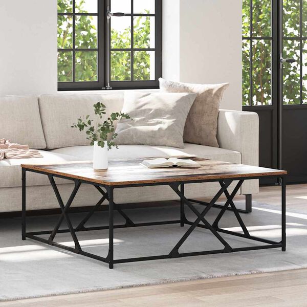 vidaXL Table basse Bois Ancien 100 x 100 x 40 cm Bois d'ing&eacute;nierie