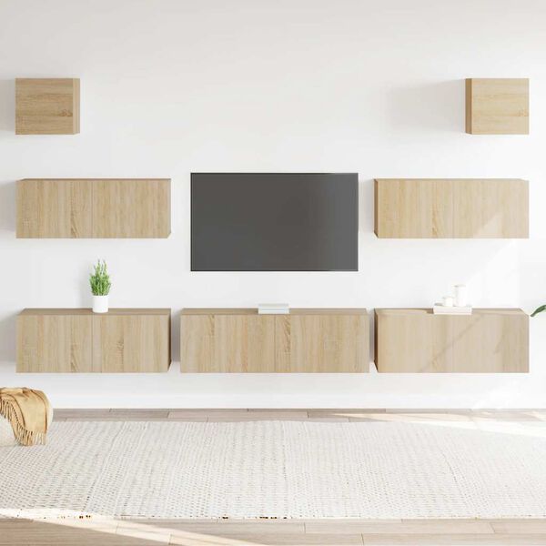 vidaXL Ensemble de meubles TV 7 pcs Ch&ecirc;ne sonoma Bois d'ing&eacute;nierie