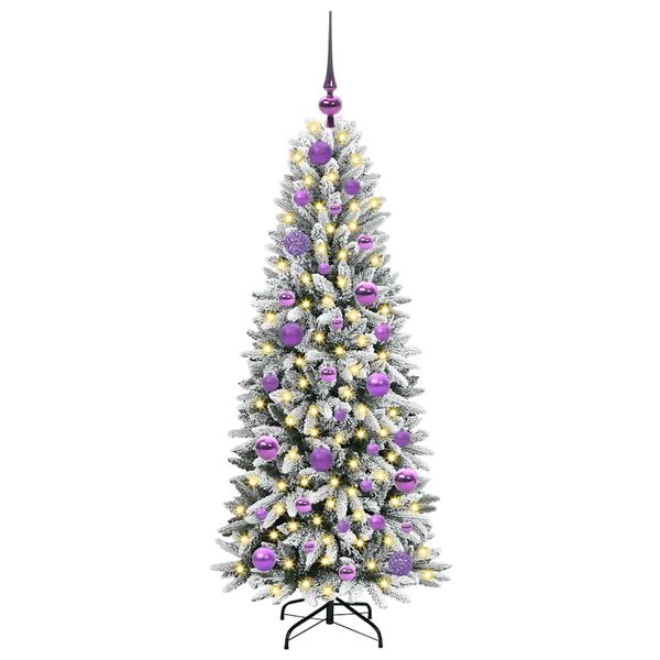 vidaXL Sapin de No&euml;l artificiel avec 150 LED avec support Blanc 120 cm
