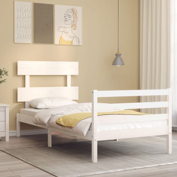 vidaXL Cadre de lit sans matelas blanc bois massif