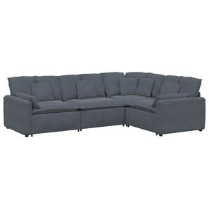 vidaXL Canap&eacute; modulaire avec coussins en velours gris fonc&eacute;