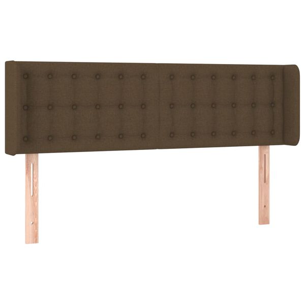 vidaXL T&ecirc;te de lit avec oreilles Marron Fonc&eacute; 147x16x78/88 cm Tissu