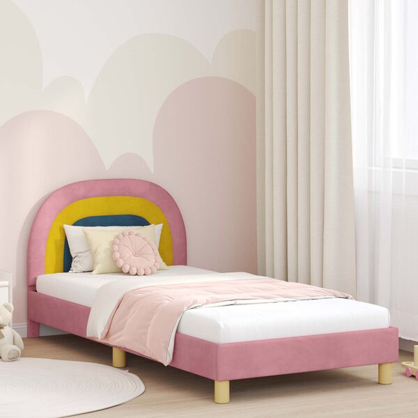 vidaXL Cadre de lit pour enfants avec t&ecirc;te de lit Rose 90 x 190 cm