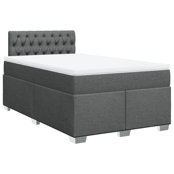 vidaXL Sommier &agrave; lattes de lit avec matelas Gris fonc&eacute; 120x200cm Tissu