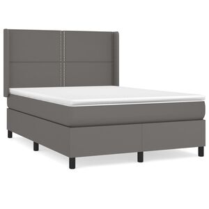 vidaXL Sommier &agrave; lattes de lit avec matelas Gris 140x200 cm Similicuir