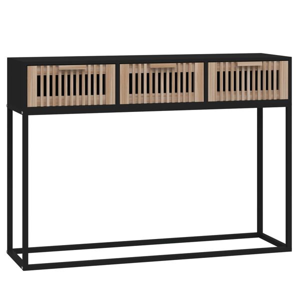 vidaXL Table console noir 105x30x75 cm bois d'ingénierie et fer