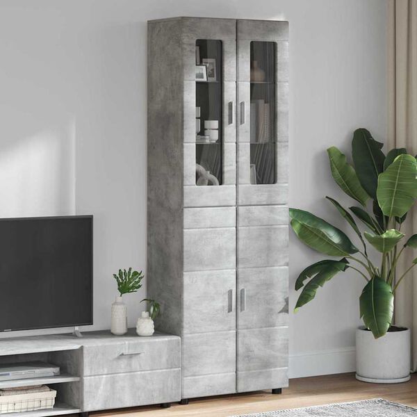 vidaXL Haut Armoire avec &eacute;tag&egrave;re FLORIN Gris b&eacute;ton 60 x 35 x 182 cm