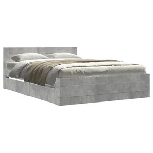 vidaXL Cadre de lit et t&ecirc;te de lit sans matelas gris b&eacute;ton 120x200 cm