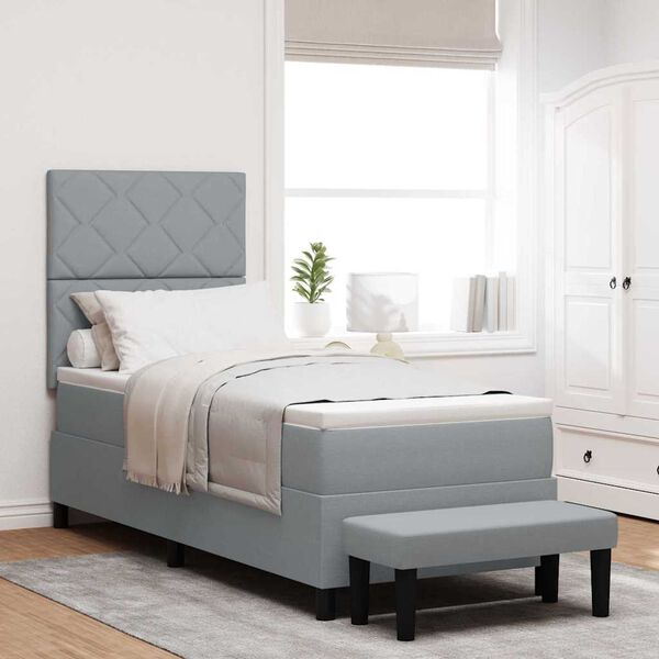 vidaXL Lit &agrave; ressorts avec matelas Gris clair 80 x 200 cm tissu