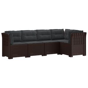 vidaXL Canap&eacute; de Jardin 5 Places avec Coussins Aspect Rotin PP Marron