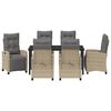 vidaXL Ensemble de salle à manger pour jardin 7 pcs Beige polyrotin
